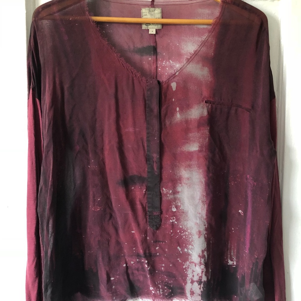 GoSilk space dyed henley blouse